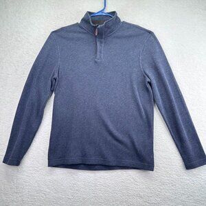 Lachlan British Inspired Sweater Adult Large 1/4 Zip Blue High‎ Neck Long Sleeve